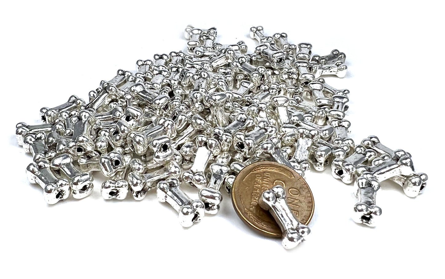 Silver BONE Dog, Pet, Dinosaur... Hematite Bracelet