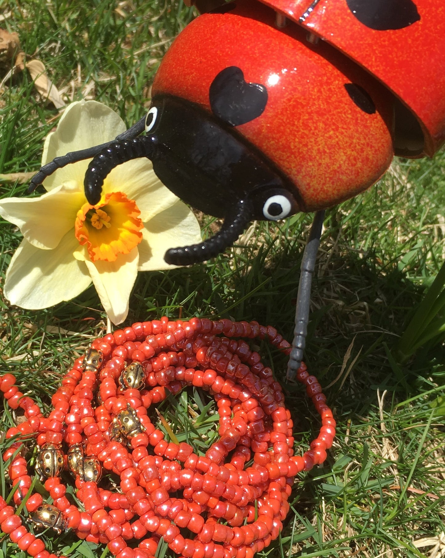 Ladybug Coral Bracelet