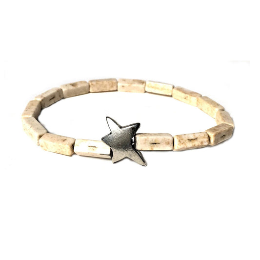 SHOOTING WORKS WITH YOUR OWN STAR PEWTER STONE BRACELET - Low Tide Island Designs
