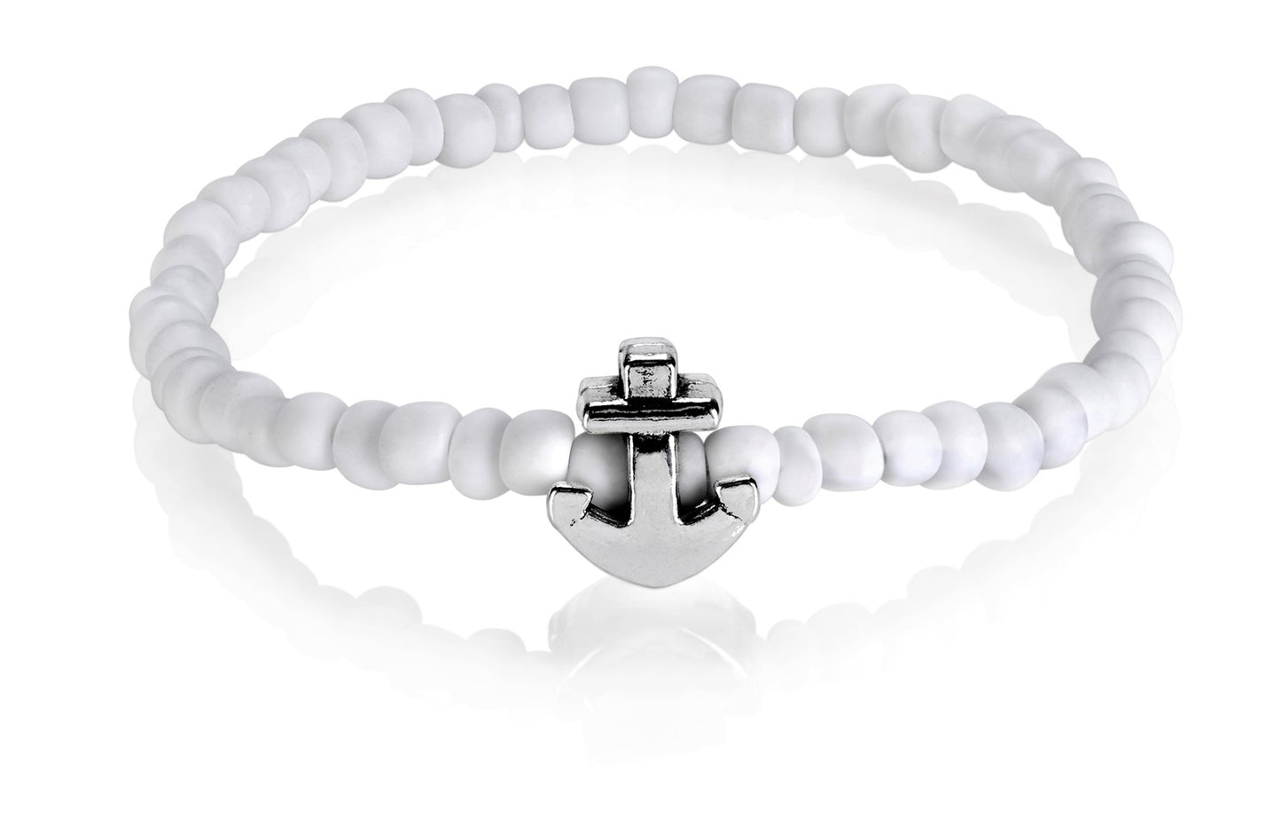 All Hands on Deck Silver Anchor - White Matte - Low Tide Island Designs