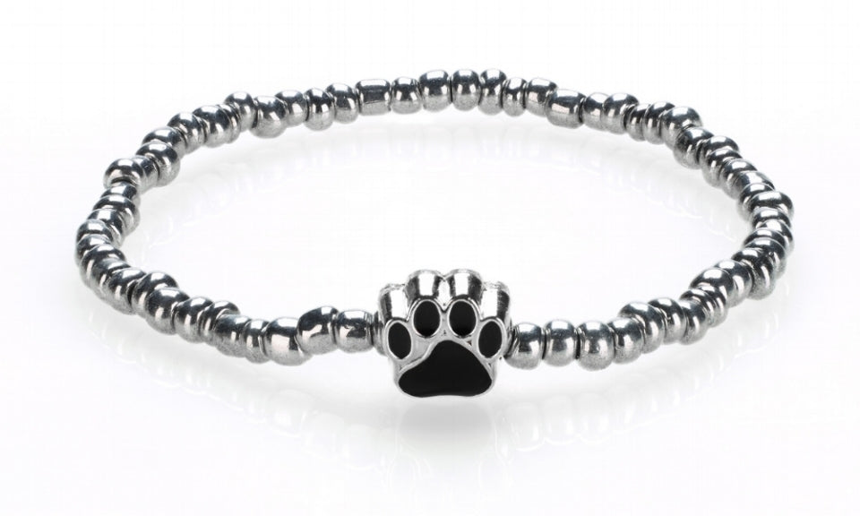 Year of the Dog 2018 - Paw print on Silver Czech glass - Low Tide Island Designs