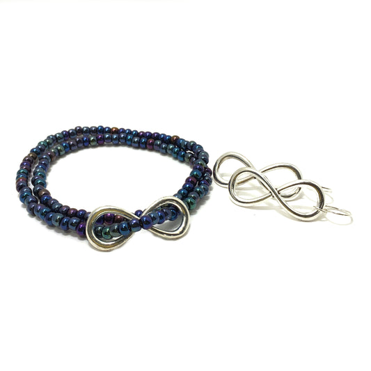 Infinity 2 in 1 Silver and Blue wear as Bracelets or Necklace and Earrings Best Value Jewelry gift set - Low Tide Island Designs