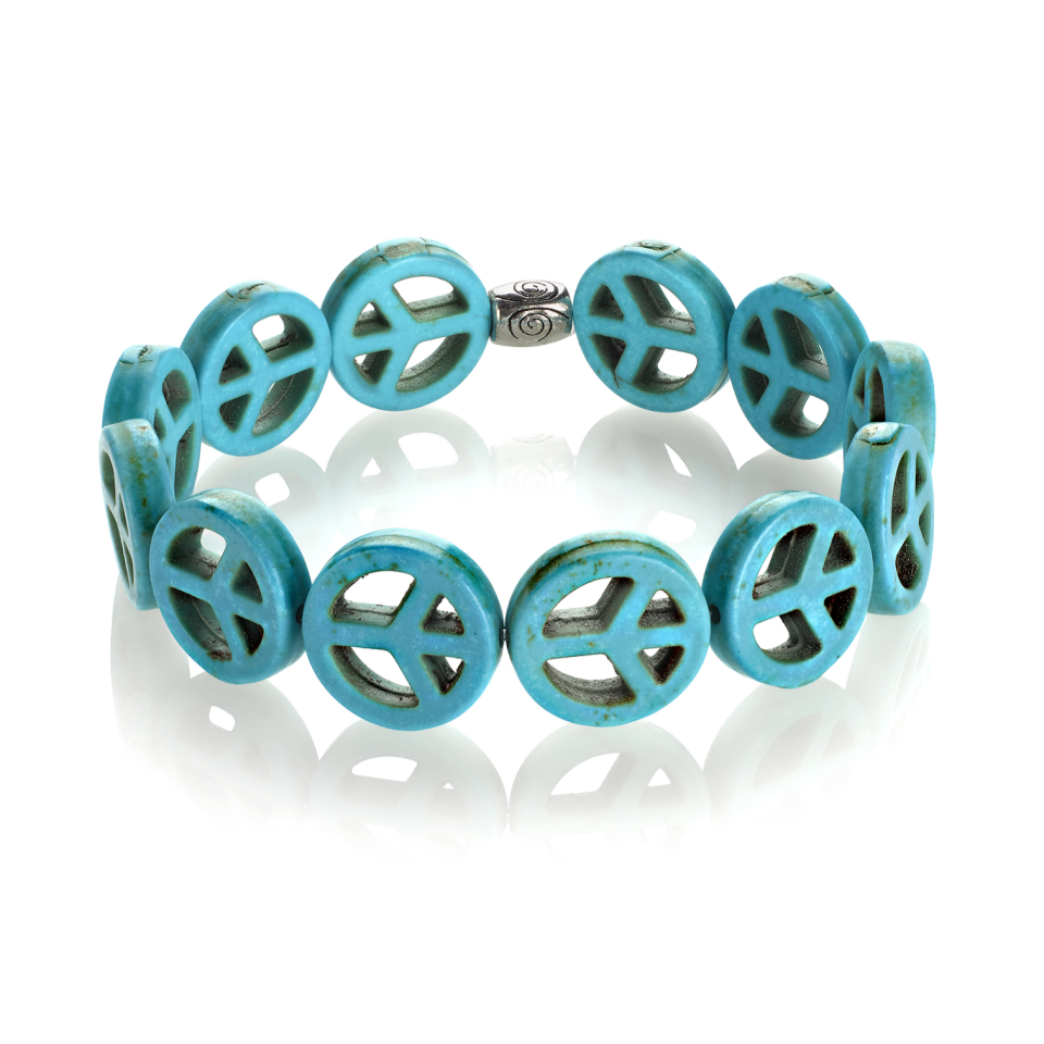 Vintage Peace Sign - Turquoise Stone - Low Tide Island Designs