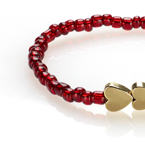 Red Designer D Heart Bracelet